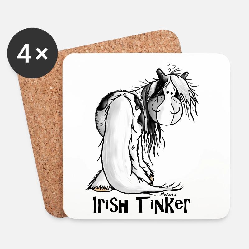 Niedlicher Irish Tinker - Gypsy Cob - Untersetzer (4er-Set) - Weiß
