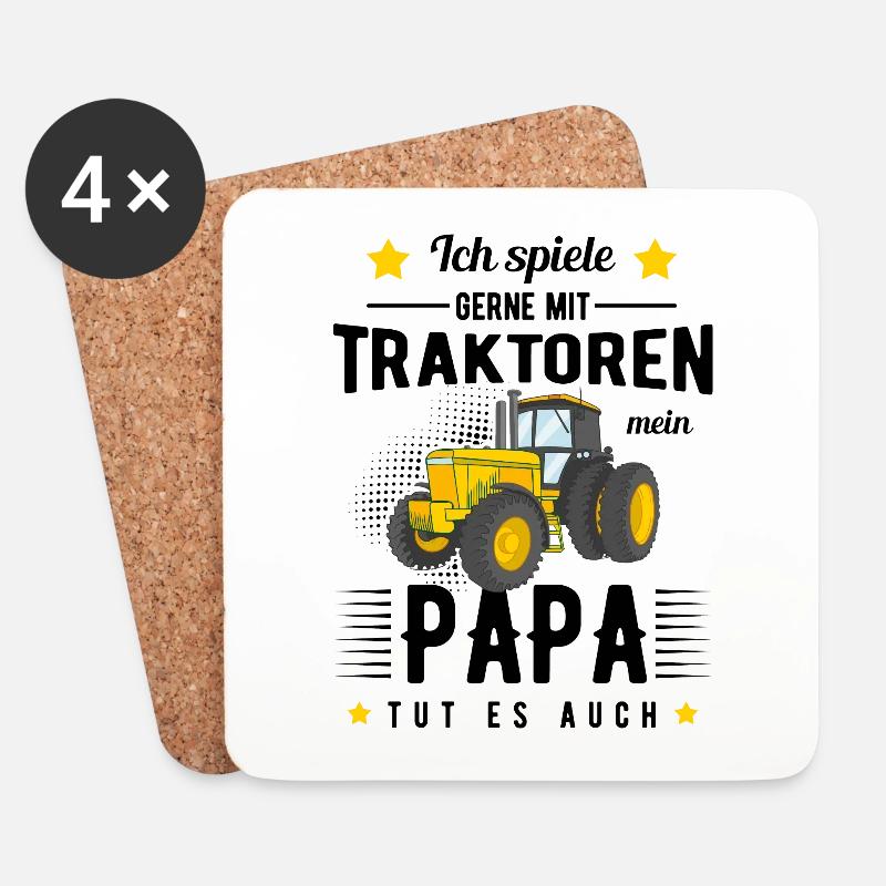 Vater Geschenk Traktoren Traktor - Untersetzer (4er-Set) - Weiß
