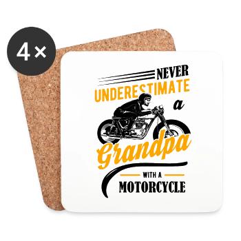 Grand-père avec une moto disant T-shirt - Dessous de verre (lot de 4) - blanc - Devant
