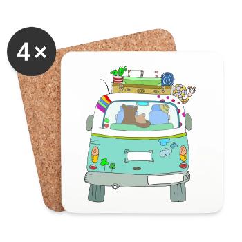 Road Trip Aventures Remplies de voitures - Dessous de verre (lot de 4) - blanc - Devant