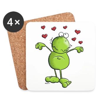Frog in Love - Coasters (set of 4) - white - Front