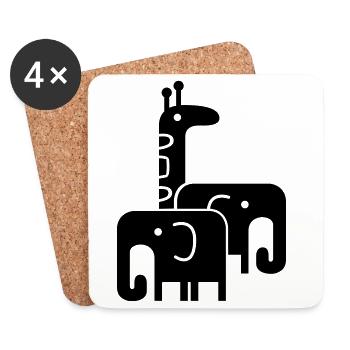 Tiere - Untersetzer (4er-Set) - Weiß - Vorne