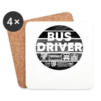 Busfahrer vintage Bus T-Shirt - Untersetzer (4er-Set) - Weiß - Vorne