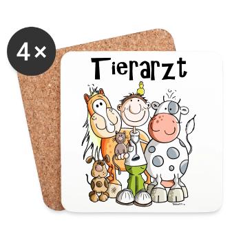 Fröhlicher Tierarzt - Untersetzer (4er-Set) - Weiß - Vorne
