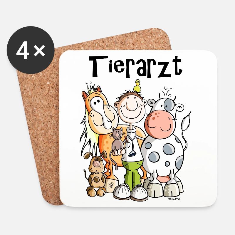 Fröhlicher Tierarzt - Untersetzer (4er-Set) - Weiß
