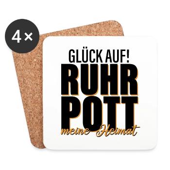 Glück Auf! Ruhrpott - Meine Heimat - Untersetzer (4er-Set) - Weiß - Vorne