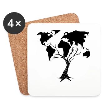 Arbre Environnement Carte du monde Sauvez la planète - Dessous de verre (lot de 4) - blanc - Devant