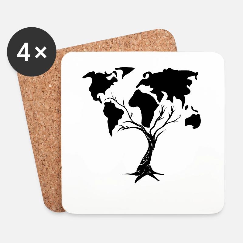 Baum Umwelt Weltkarte Save the planet - Untersetzer (4er-Set) - Weiß