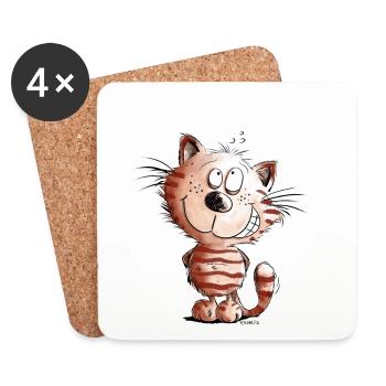 Je ne chat pas je chat motif BD cadeau - Dessous de verre (lot de 4) - blanc - Devant