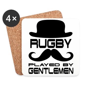 Rugby spielen Gentlemen Sport Hut Bart Männer - Untersetzer (4er-Set) - Weiß - Vorne