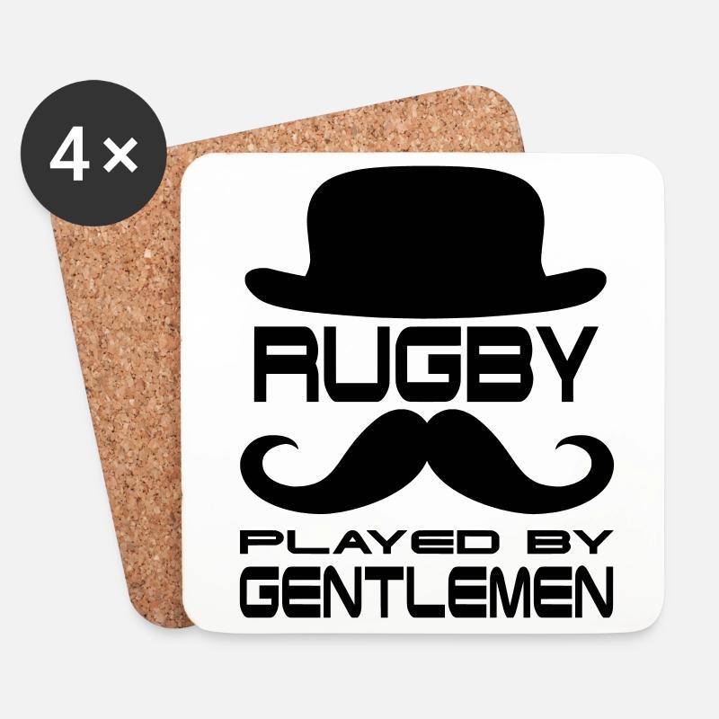 Rugby spielen Gentlemen Sport Hut Bart Männer - Untersetzer (4er-Set) - Weiß