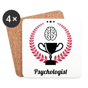 Psychologue / Psychiatre / Travail / Psychanalyste - Dessous de verre (lot de 4) - blanc - Devant