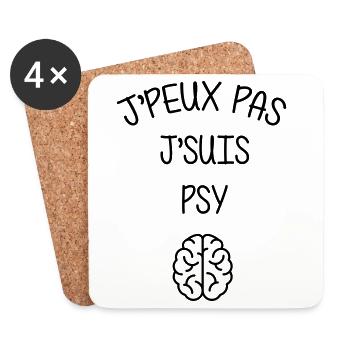 Psychologue / Psychiatre / Travail / Psychanalyste - Dessous de verre (lot de 4) - blanc - Devant