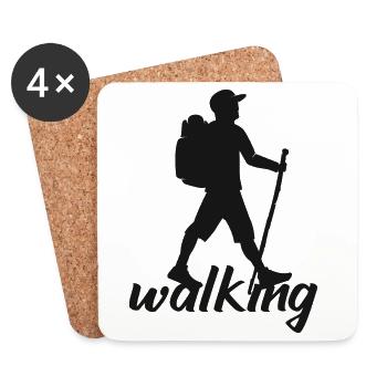 walking walk gehen wandern hiking hiker - Untersetzer (4er-Set) - Weiß - Vorne