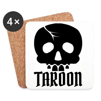 Taroon Skull et inscription noire - Dessous de verre (lot de 4) - blanc - Devant