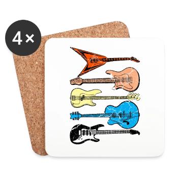 Idée cadeau guitare guitare - Dessous de verre (lot de 4) - blanc - Devant