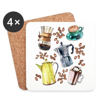 Café - Édition Barista - Dessous de verre (lot de 4) - blanc - Devant