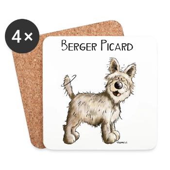 Happy Berger Picard - Dogs - Dog - Gift - Coasters (set of 4) - white - Front