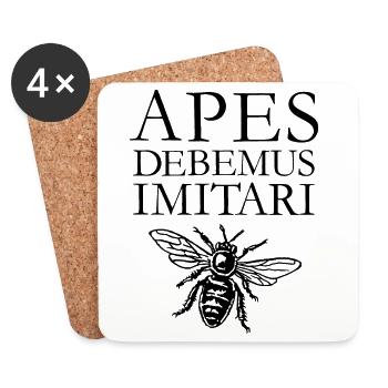 APES DEBEMUS IMITARI bee, beekeeping, beekeeper - Coasters (set of 4) - white - Front
