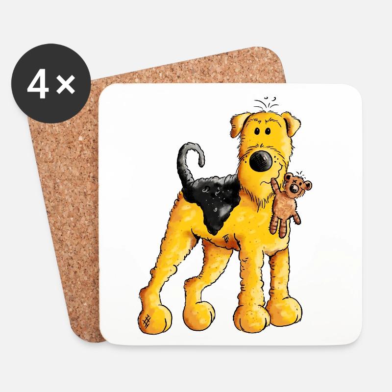Lustiger Airedale Terrier mir Teddy - Untersetzer (4er-Set) - Weiß