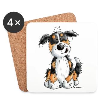 Kleiner Berner Sennenhund - Cartoon - Geschenk - Untersetzer (4er-Set) - Weiß - Vorne