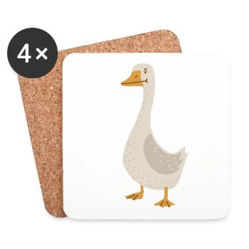 Gans (derpy) - Untersetzer (4er-Set) - Weiß - Vorne