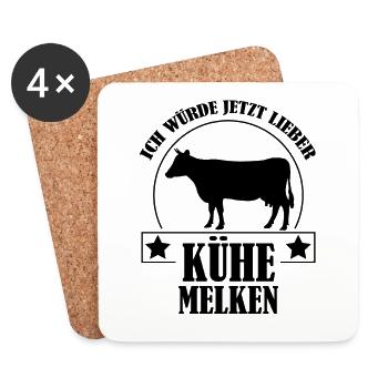 Ich würde jetzt lieber Kühe melken - Untersetzer (4er-Set) - Weiß - Vorne