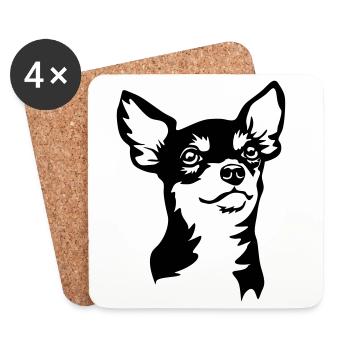 Chihuahua Kopf - Untersetzer (4er-Set) - Weiß - Vorne