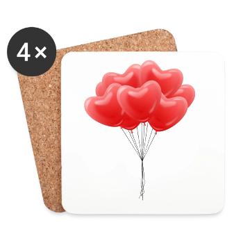 Heart Balloons - Coasters (set of 4) - white - Front