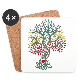 Arbre de vie au coeur de la nature - Dessous de verre (lot de 4) - blanc - Devant