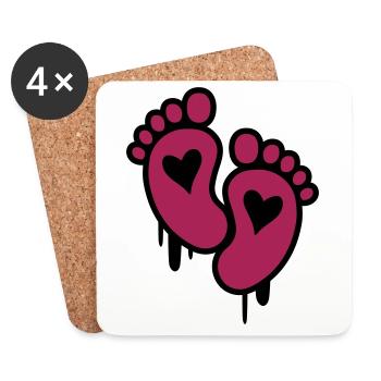 Baby Feet Heart Symbol Baby - Coasters (set of 4) - white - Front