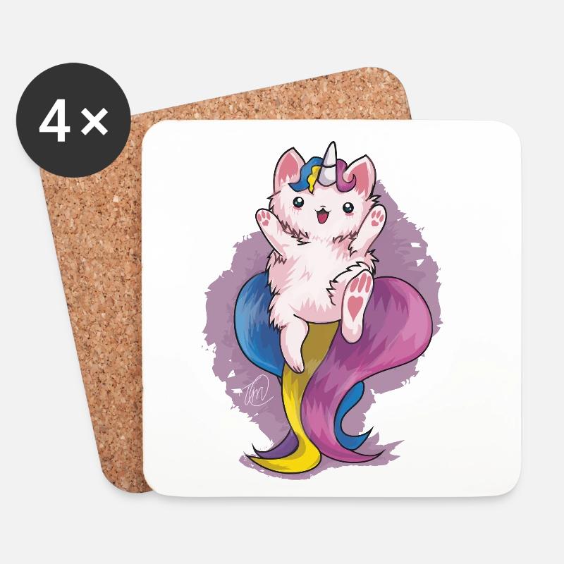 Kitty Katacorn is Happy - Coasters (set of 4) - white