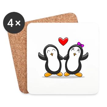 Penguin couple - Coasters (set of 4) - white - Front