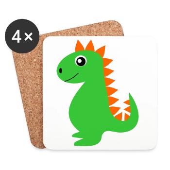 Dino Dinosaurier lustige Geschenke Kinder witzig - Untersetzer (4er-Set) - Weiß - Vorne
