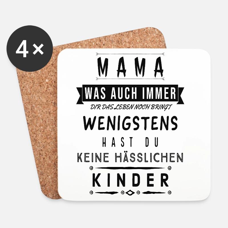 Mama Spruch Shirt Lustig Kinder Geschenk - Untersetzer (4er-Set) - Weiß