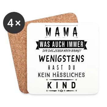 Mama Spruch Shirt Lustig Kinder Geschenk - Untersetzer (4er-Set) - Weiß - Vorne