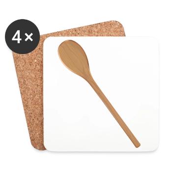 Holzlöffel Kochlöffel für eigene Texte und Rezepte - Untersetzer (4er-Set) - Weiß - Vorne