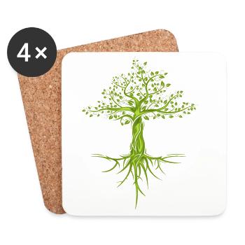 arbres arbre nature nature symbole forêt forêt logo - Dessous de verre (lot de 4) - blanc - Devant