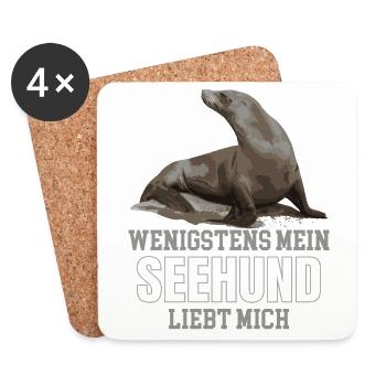 WENIGSTENS MEIN SEEHUND LIEBT MICH - Untersetzer (4er-Set) - Weiß - Vorne