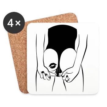 PopArt Frau - Untersetzer (4er-Set) - Weiß - Vorne