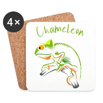Vivid Chameleon Illustration for Nature Lovers - Coasters (set of 4) - white - Front