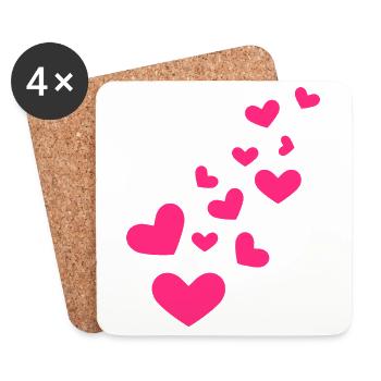 Petit coeurs coeur motif rose amour cadeau - Dessous de verre (lot de 4) - blanc - Devant