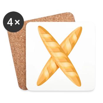 Baguettes dorées fraîchement cuites recouvertes de - Dessous de verre (lot de 4) - blanc - Devant