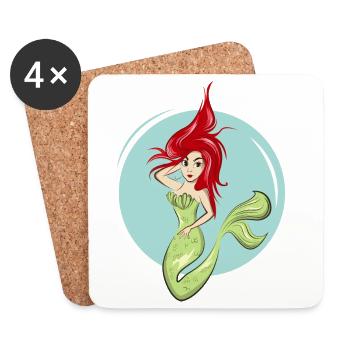 meerjungfrau mermaid symbol Logo cartoon Logo - Untersetzer (4er-Set) - Weiß - Vorne
