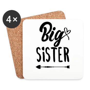 Große Schwester Big Sis Geschwister Geschenk - Untersetzer (4er-Set) - Weiß - Vorne