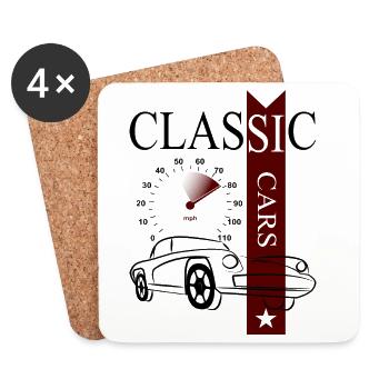 Automobile Classic Cars - Coasters (set of 4) - white - Front