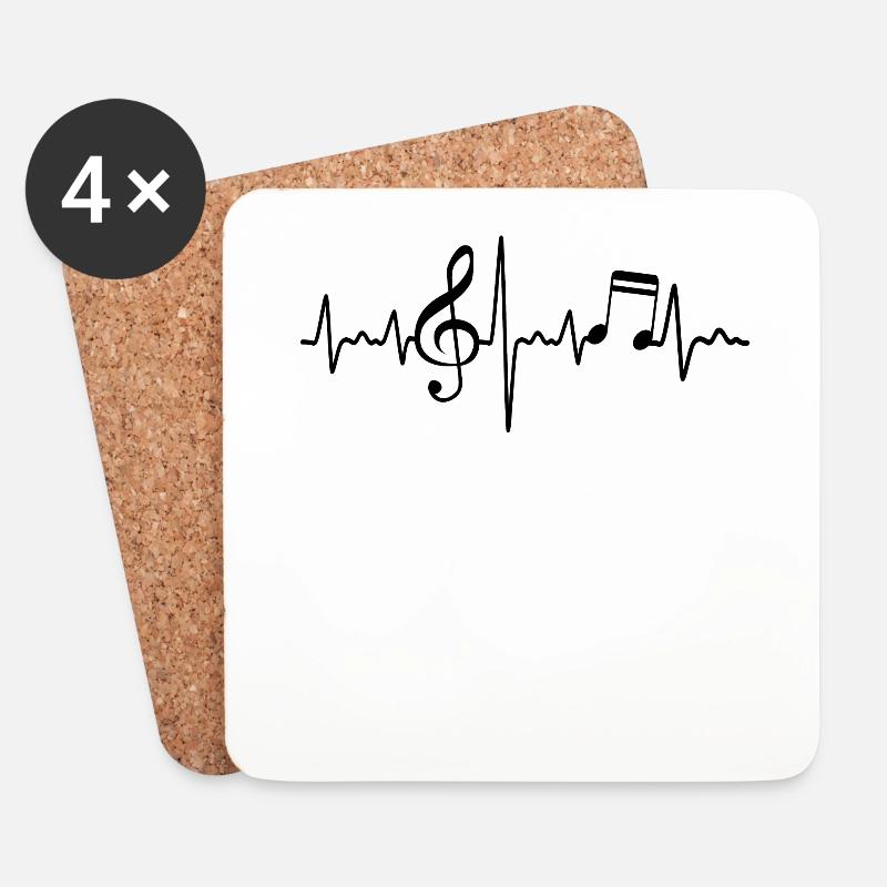 Herzschlag Musik Note Notenschlüssel EKG Geschenk - Untersetzer (4er-Set) - Weiß