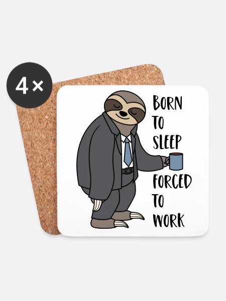 Faultier Anzug Sloth Born To Sleep Forced To Work - Untersetzer (4er-Set) - Weiß