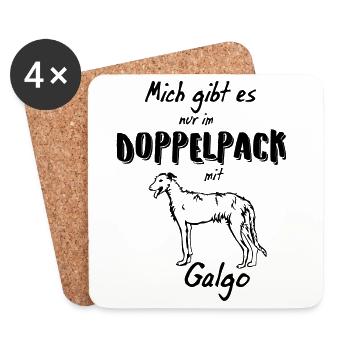 Galgo Silhouette - Kontur - Untersetzer (4er-Set) - Weiß - Vorne