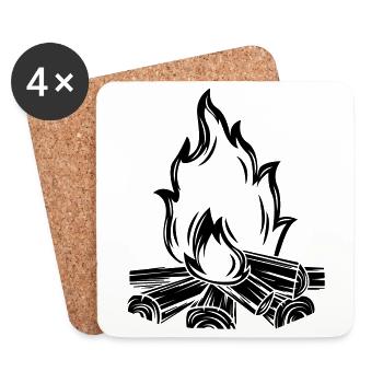 lagerfeuer flamme symbole - Dessous de verre (lot de 4) - blanc - Devant